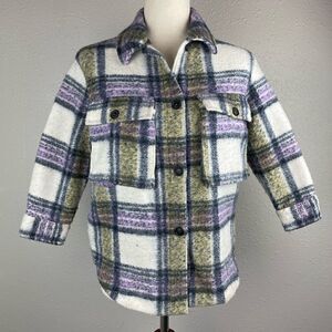 Zara Plaid Flannel Coat Size 8 EUC